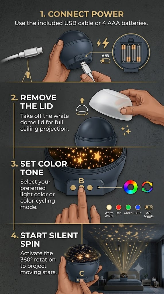 AuraStar 360° Rotating Cosmos Projector